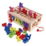 Pulling Toy Car 26 Letters Montessori Wooden Toy