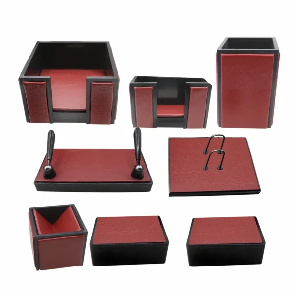 Senator Leather Office Desk Organizer 8pcs Set #20 brown