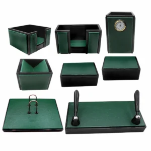 Senator Leather Office Desk Organizer 8pcs Set #20 Green