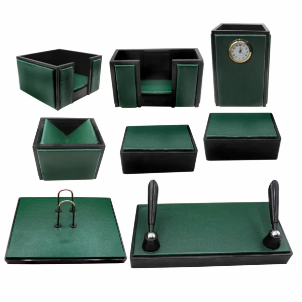 Senator Leather Office Desk Organizer 8pcs Set #20 Green