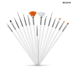 Versatile Paint Brush Set - 15 Pieces with White Handles